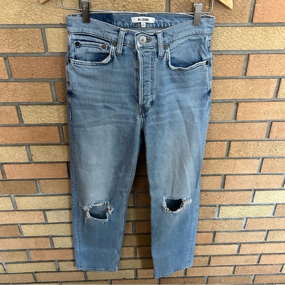 RE/DONE Originals 70s Stove Pipe in Light Destroyed 20 - Straight Leg Size 26 - Picture 3 of 11